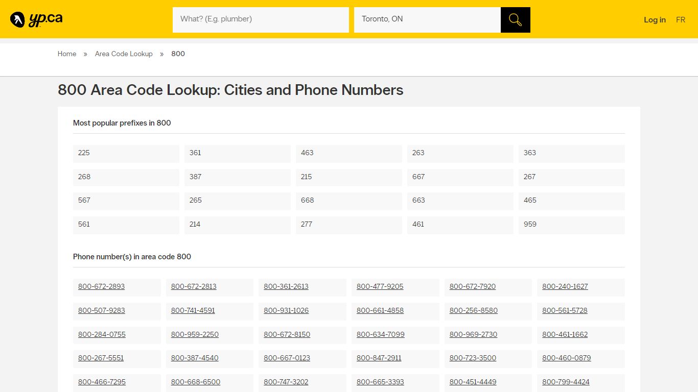 800 Area Code Lookup: Cities and Phone Numbers - YellowPages.ca